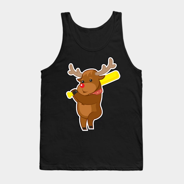 Baseball Christmas Reindeer Tank Top by RJCatch